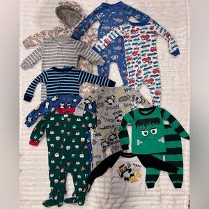 12 Piece Toddler Boy Long-Sleeve Pajama Bundle- Size 18M